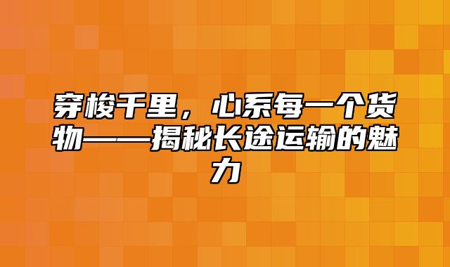 穿梭千里，心系每一个货物——揭秘长途运输的魅力