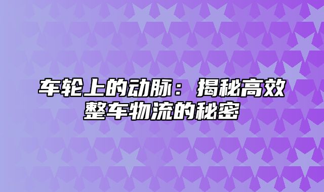 车轮上的动脉：揭秘高效整车物流的秘密