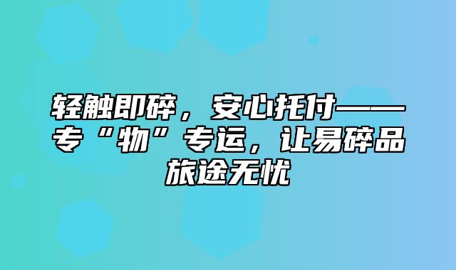 轻触即碎，安心托付——专“物”专运，让易碎品旅途无忧