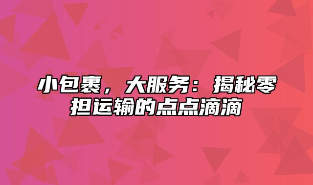 小包裹，大服务：揭秘零担运输的点点滴滴