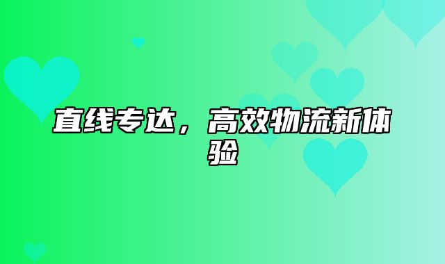 直线专达，高效物流新体验