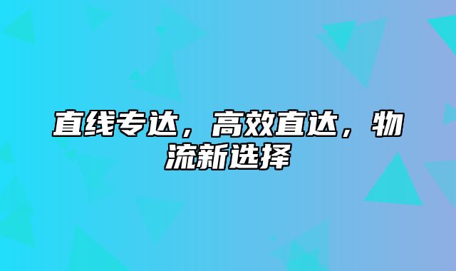 直线专达，高效直达，物流新选择