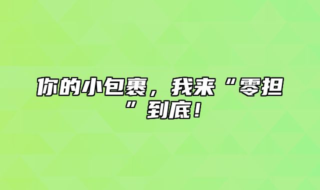 你的小包裹，我来“零担”到底！