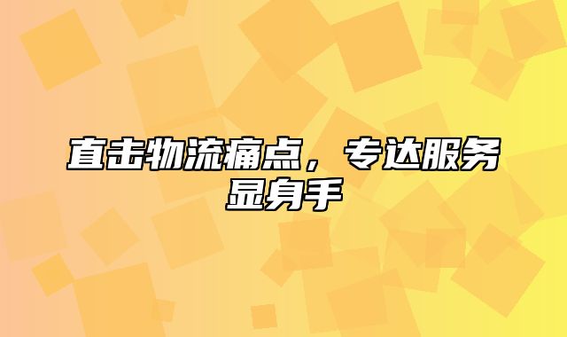 直击物流痛点，专达服务显身手