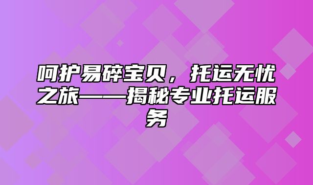 呵护易碎宝贝，托运无忧之旅——揭秘专业托运服务