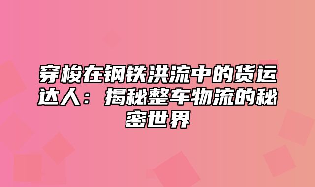 穿梭在钢铁洪流中的货运达人：揭秘整车物流的秘密世界