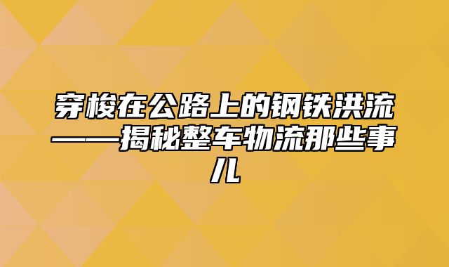 穿梭在公路上的钢铁洪流——揭秘整车物流那些事儿