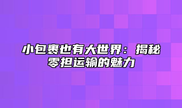 小包裹也有大世界：揭秘零担运输的魅力