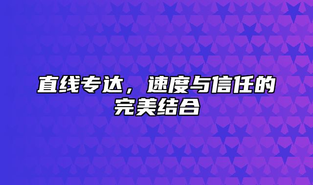 直线专达，速度与信任的完美结合