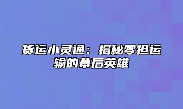 货运小灵通：揭秘零担运输的幕后英雄