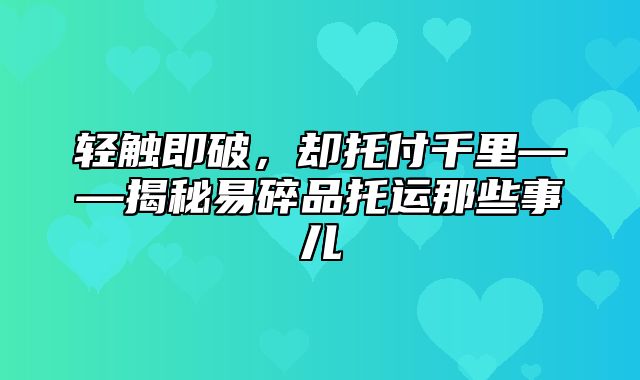 轻触即破，却托付千里——揭秘易碎品托运那些事儿