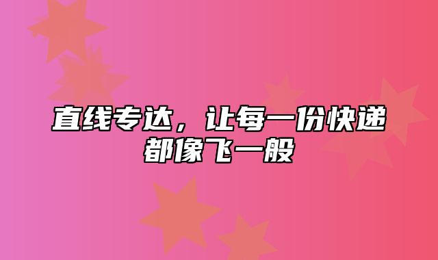 直线专达，让每一份快递都像飞一般