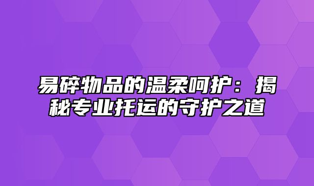 易碎物品的温柔呵护：揭秘专业托运的守护之道