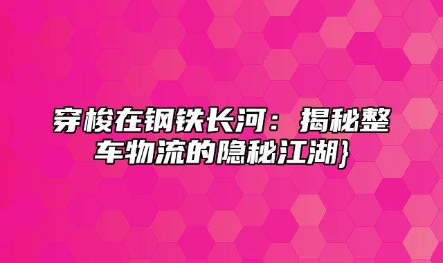 穿梭在钢铁长河：揭秘整车物流的隐秘江湖}