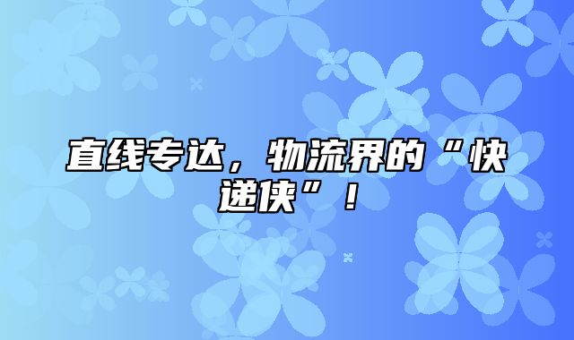 直线专达，物流界的“快递侠”！