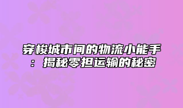 穿梭城市间的物流小能手：揭秘零担运输的秘密