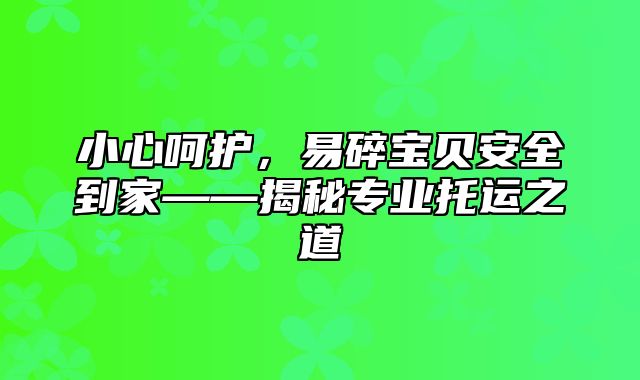 小心呵护，易碎宝贝安全到家——揭秘专业托运之道