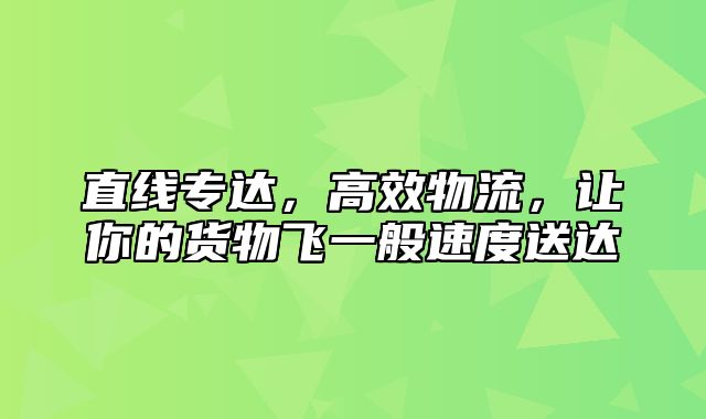 直线专达，高效物流，让你的货物飞一般速度送达