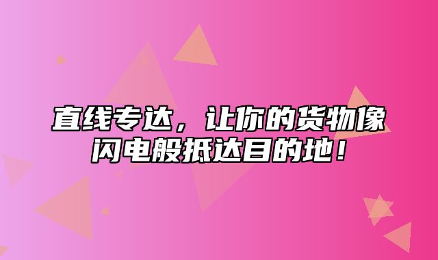 直线专达，让你的货物像闪电般抵达目的地！