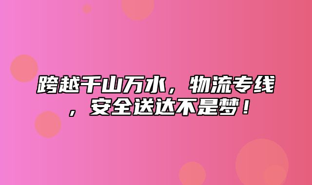 跨越千山万水，物流专线，安全送达不是梦！