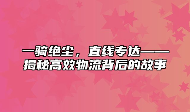 一骑绝尘，直线专达——揭秘高效物流背后的故事