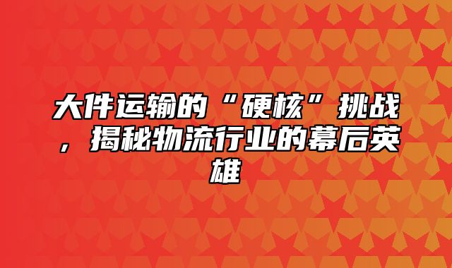 大件运输的“硬核”挑战，揭秘物流行业的幕后英雄