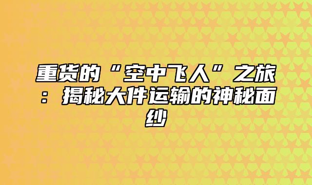 重货的“空中飞人”之旅：揭秘大件运输的神秘面纱