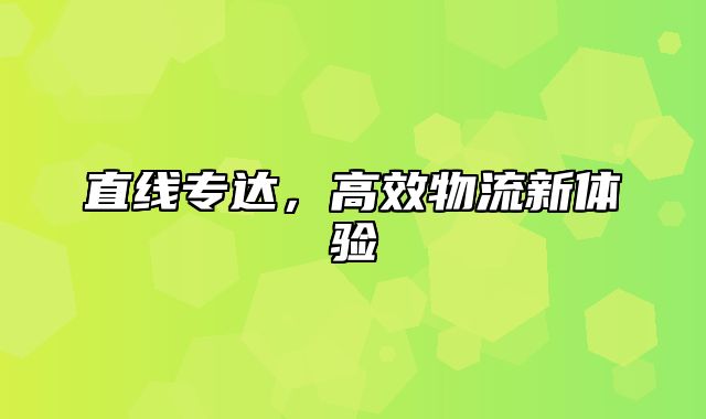 直线专达，高效物流新体验