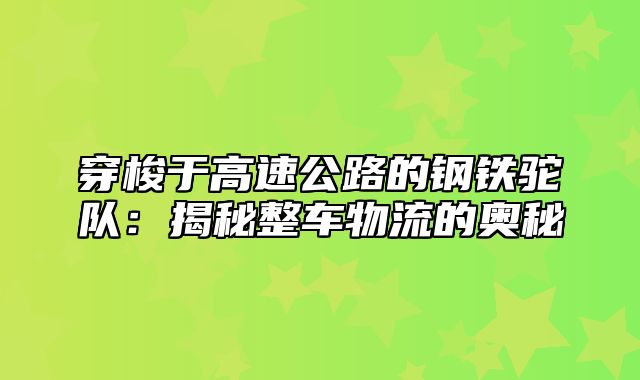 穿梭于高速公路的钢铁驼队：揭秘整车物流的奥秘