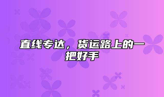 直线专达，货运路上的一把好手