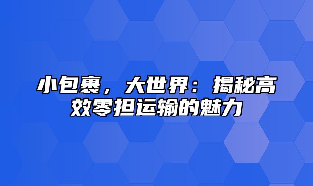 小包裹，大世界：揭秘高效零担运输的魅力